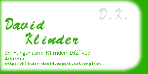 david klinder business card